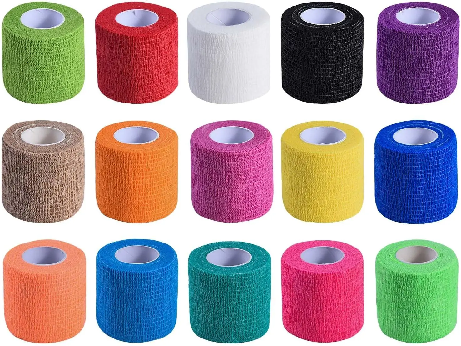 Algofair Self Adhesive Cohesive Bandage Wrap Rolls, 15/12/6 Pack 2in x 5yd Breathable Elastic Tape for Athletic Sports Wrist Ankle Protection (Protective tools，Hand Tools Accessory)