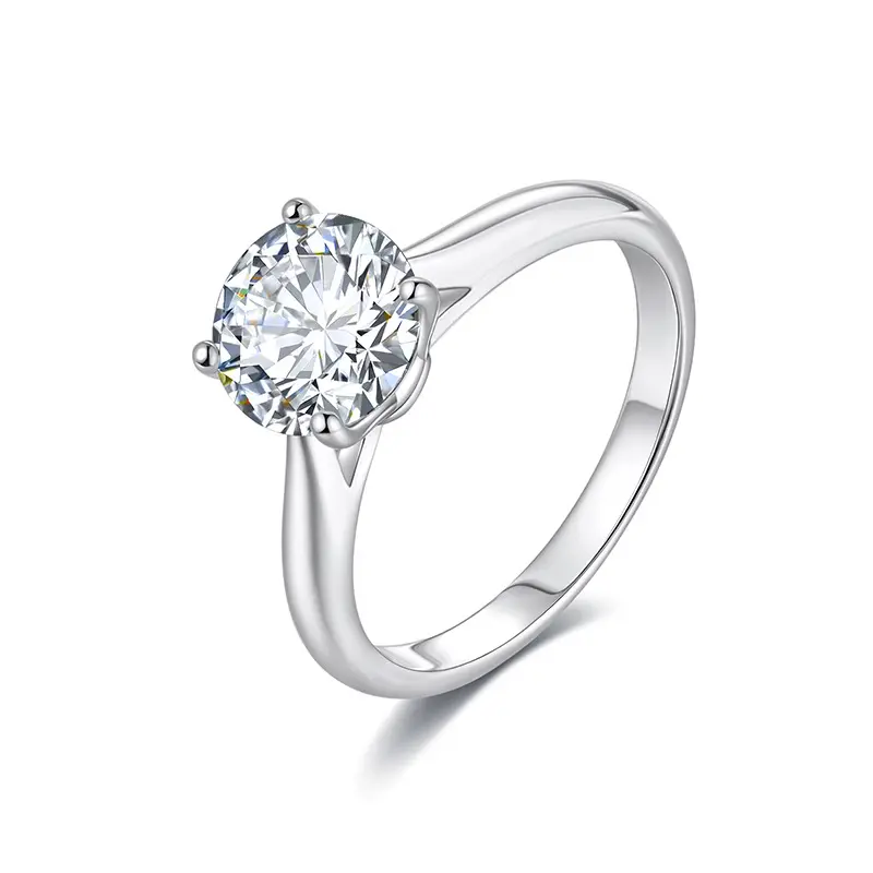 1-2ct Round VVS Synthetic Moissanite  Solitaire Four-Prong Ring Band Engagement Wedding Ring Daily Costume Jewelry Accessories Anniversary Valentine's Day Gifts for Her Women Girls