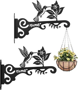 Bamworld 2-Piece Heavy Duty Wall Mount Weatherproof Metal Plant Holder with Bird Motif, Hanging Planters Compatibility, Outdoor/Indoor Garden Home Decor with Screws (Fits Flower Boxes, Lanterns),summervibes