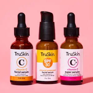 TruSkin Complete Radiance Trio -  Vitamin C Facial Serum with Hyaluronic Acid & Aloe + SPF 30 Mineral Sunscreen Facial Serum with Vitamin C & Hyaluronic Acid + Vitamin C Super Serum Plus with Retinol & Niacinamide