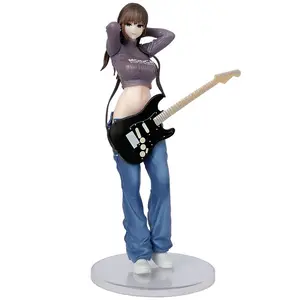 23cm Action Figure Guitar Rock Girl Anime Doll Artistic Female Model PVC Statue Figurine Collectible High-Quality Painted Anime Room Desktop Decoration Gift