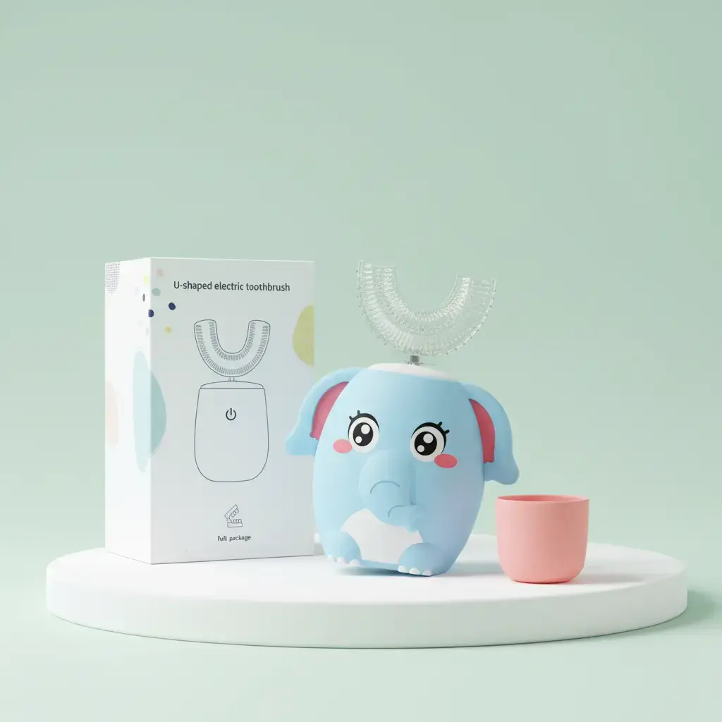 Kids Electric U Shaped Toothbrush Children Rechargeable Sonic Toothbrush Toddler baby toothbrushes Full Mouth 6 Cleaning Modes Oral hygiene