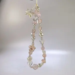 Y2K style glass bead mobile phone hanging accessory, Phone Charm - acrylic knot hanging rope, for women and girls, suitable for protective cases, cameras and bag accessories, can be used as mobile phone hanging rope, pendant