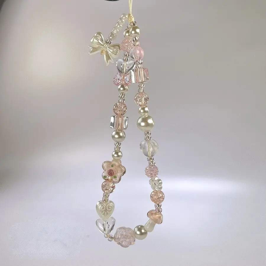 Y2K style glass bead mobile phone hanging accessory, Cell Phone Charm - acrylic knot hanging rope, for women and girls, suitable for protective cases, cameras and bag accessories, can be used as mobile phone hanging rope, pendant