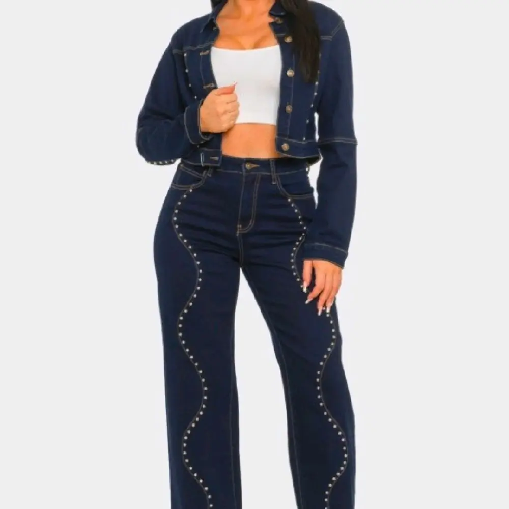 Women's Midnight Studded Denim Jeans