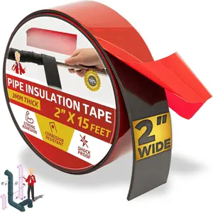 Pipe Insulation Tape 2 Inch x 15  Heavy-Duty AC Line Insulation Outdoor Pipe Wrap Tape AC Pipe Insulation Outdoor Pipe Insulation Wrap Tape HVAC Line Insulation Pipe Wrap Around Tape