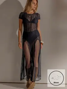 Women's Sheer Lace Dress, Elegant Transparent Design, Perfect for Special Occasions, Formal Wear, Comfortable & Stylish, Ideal Gift Choice, Elegance, Womenswear, Chic