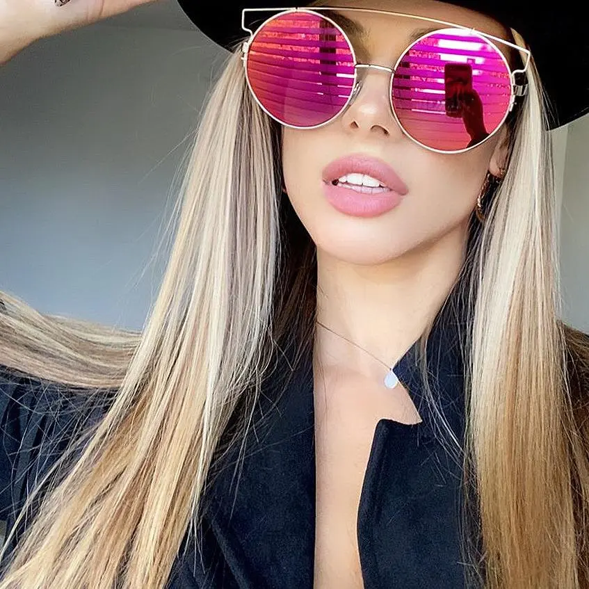 Women's Oversized Retro Mirror Vintage Style Fashion Glasses - Modern Sunglasses for Adore Techno Rave, Casual Female Fashion Accessories
