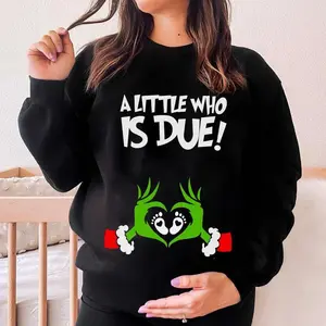 Christmas Pregnancy Reveal Sweatshirt, A Little Who Is Due Shirt, Christmas Holiday Maternity Shirt, Christmas Pregnant Hoodie, Mother To Be Gift