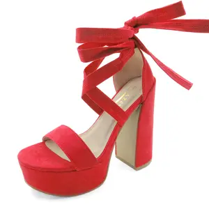 Trending Elegant Lace-Up Chunky Heel Sandals Open Toe Square-Heel Nude-Colored Bowknot for Wide Feet - Casual Style, Party Ready, Summer Fashion