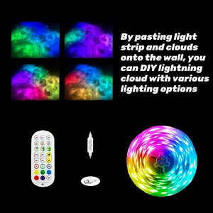 K-LED Cloud Light For Ceiling 3D Thundercloud LED Light Kit DIY Creative Thunder Cloud Lamp Colorful Atmosphere Night Light Wall Cloud Light For Gaming Room Bedroom Garage Club Party (1pc 196.85inch)- 59