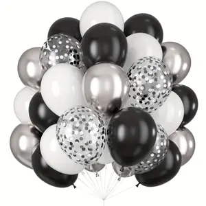 30 Silver Color Balloons with Confetti, Graduation Party Decoration Set, Balloon Party Supplies, Perfect for Festivals, Weddings, Birthdays, Anniversaries