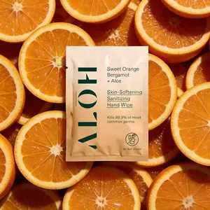 ALŌH Sweet Orange Bergamot Hand Wipes — Individually Wrapped, Skin-Softening, 99.9% Germ Protection