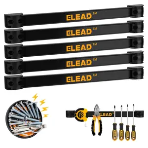 Magnetic Storage Organizer Tool Holder - 6-Piece Wall Mount Rack Garage Organization Power Magnet Hanger Workbench Board Slatwall Van Organizers Mounted Hanging Strip