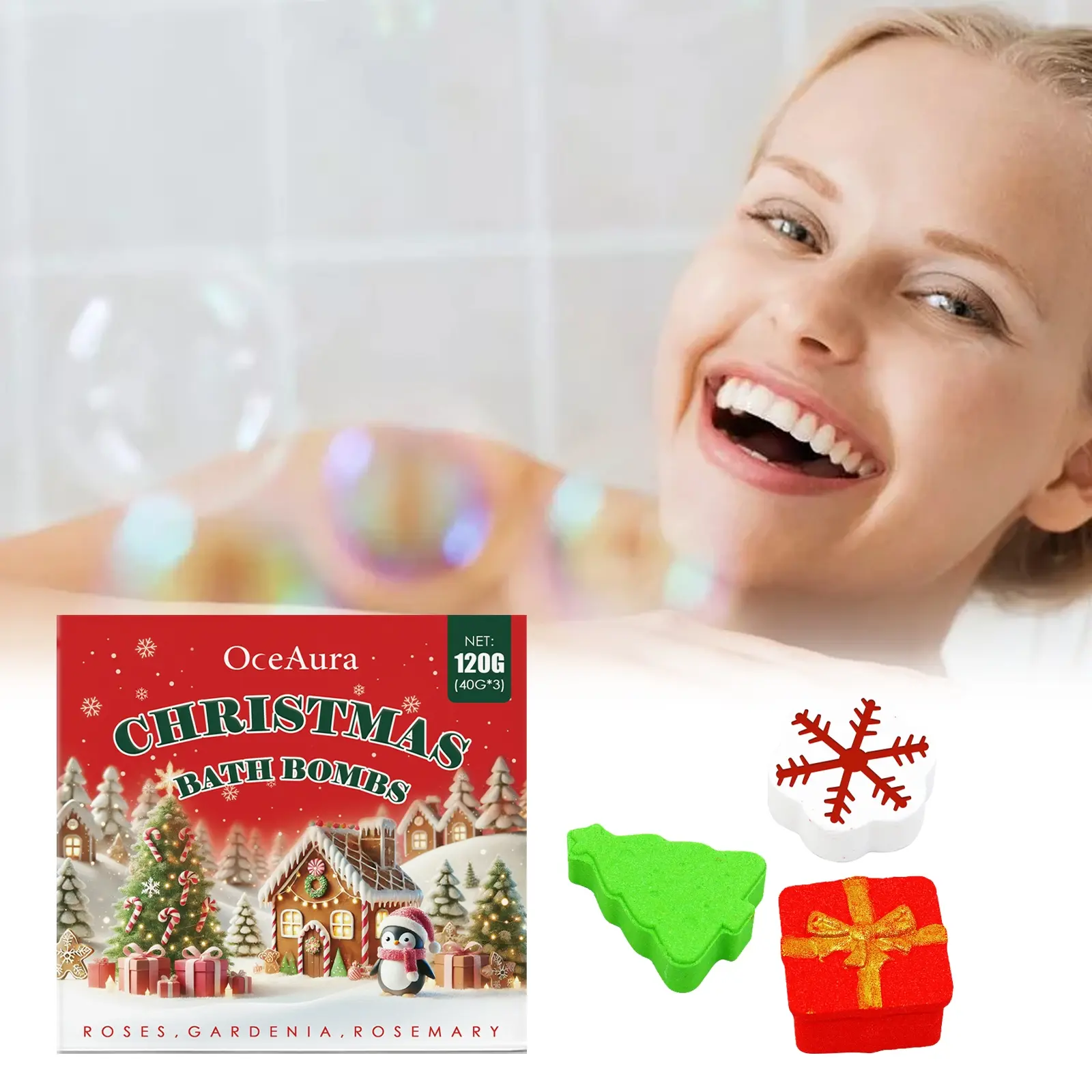 Christmas Bath Ball Set Bath Ball Bubble Shower Aromatherapy Moisturizing Floral Scent Cleansing Skin