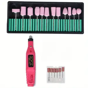 Portable Electric Nail Drill File Machine, Professional Acrylic Nail Art Tool Kit for Manicure and Pedicure, Multi Functional Electric Nail Polisher for Acrylic Gel Nail Shaping Grinding Trimming, Compact Handheld Nail Drill Set for Home Salon Use, E