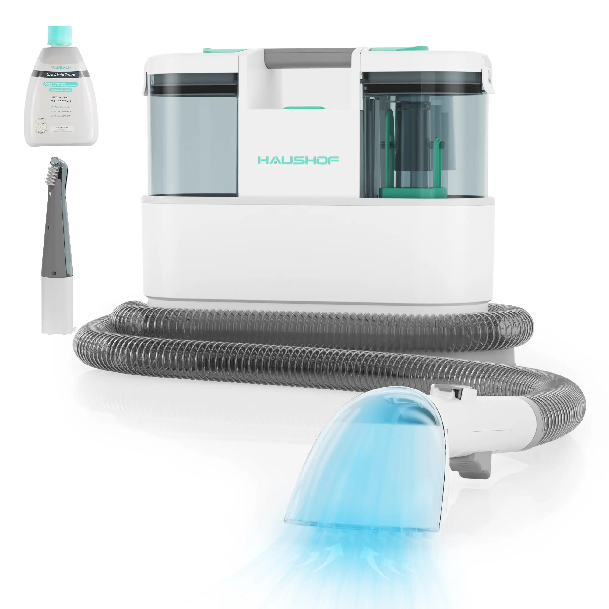 #summersale HAUSHOF Portable Carpet Spot and Upholstery Cleaner, Lightweight Deep Couch Cleaner Machine with Powerful Suction for Pet Stains, Couch, Rug, Car Seats and Narrow Spaces, Spot & Stain Cleaner Included