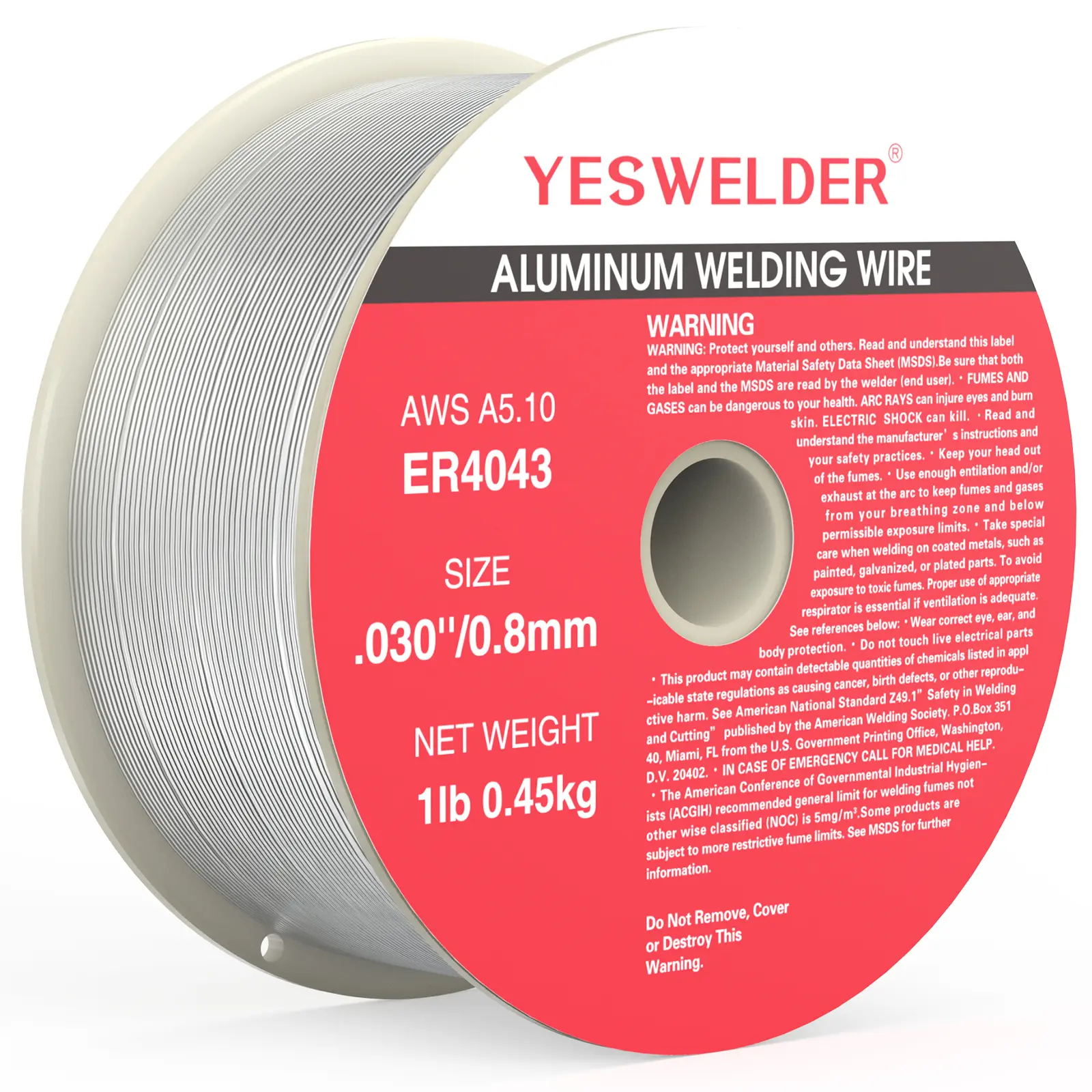 YESWELDER ER4043 Silicon Aluminum MIG Welding Wire, .030"/.035" Diameter, 1LB Spool, Gas Welding Accessories Aluminum Wire YESWELDER ER4043 Silicon Aluminum MIG Welding Wire, .030"/.035" Diameter, 1LB Spool, Gas Welding Accessories Aluminum Wire