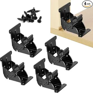 Heavy Duty Folding Brackets Self Locking Hinge For Foldable Table Brackets With Screws, Foldable Lock Extension Support Brackets For Table Legs, Bed Legs, Workbenches