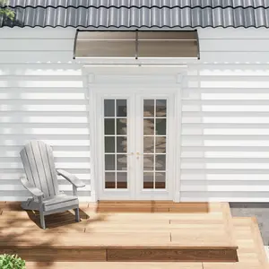 Polycarbonate Door Awning with All-Weather Protection - 100x200cm (40"x80") Panel & Reinforced Bracket for Home Entrance & Window - Brown