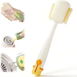 5 in 1 Bottle Cleaning Brush Set, 2026 Multifunctional Lid Brush Cleaning Tool Kitchen, Portable Long Handle Bottles Scrubber for Cup Lids, Hard Bristle Sponge Head Bottle Brushes