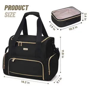 Large Makeup Cosmetic Bag with 2 Removable Cases, Double Layer Travel Makeup Organizer, Toiletry Bag for Women, Portable Beauty Storage, Travel Essentials, Gift Idea, Waterproof Makeup Case