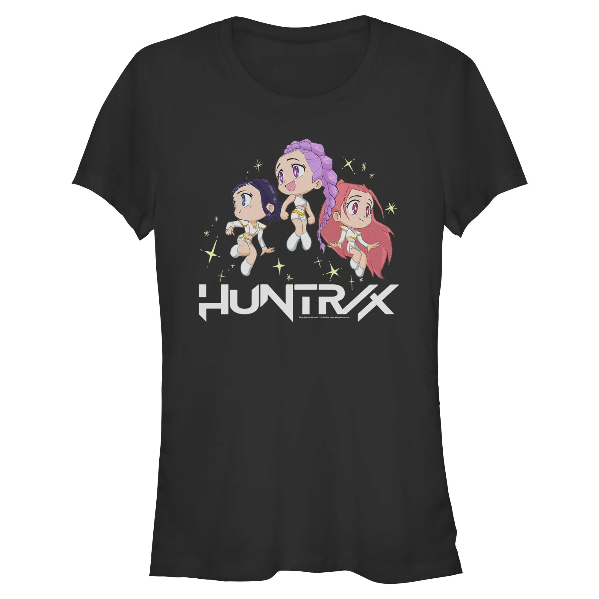 Juniors Womens KPop Demon Hunters Chibi Trio Huntrix T Shirt