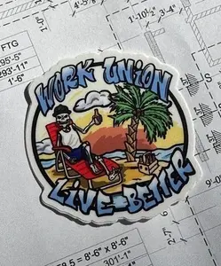 Work union live better Sticker, Hard Hat Sticker, Lineman Sticker, Blue Collar Sticker, Lunchbox Sticker, Work Sticker
