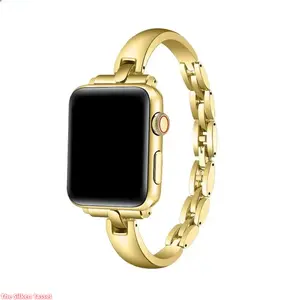 Stainless Steel Chain Link Bracelet Strap For Women, Luxury Elegant Metal Jewelry Watch Band Compatible With Apple Watch 38–49mm All Series And Ultra, Adjustable Premium Daily Casual Accessory (No watch)