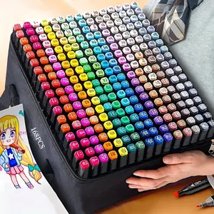 Dual Tip Fine Alcohol Coloring Markers Set 80/168 pcs ,  gift Alcohol Coloring Markers Set ,  Vibrant Acrylic Paint Markers in Portable Case for Artists Art Supplies , best for cristmiss