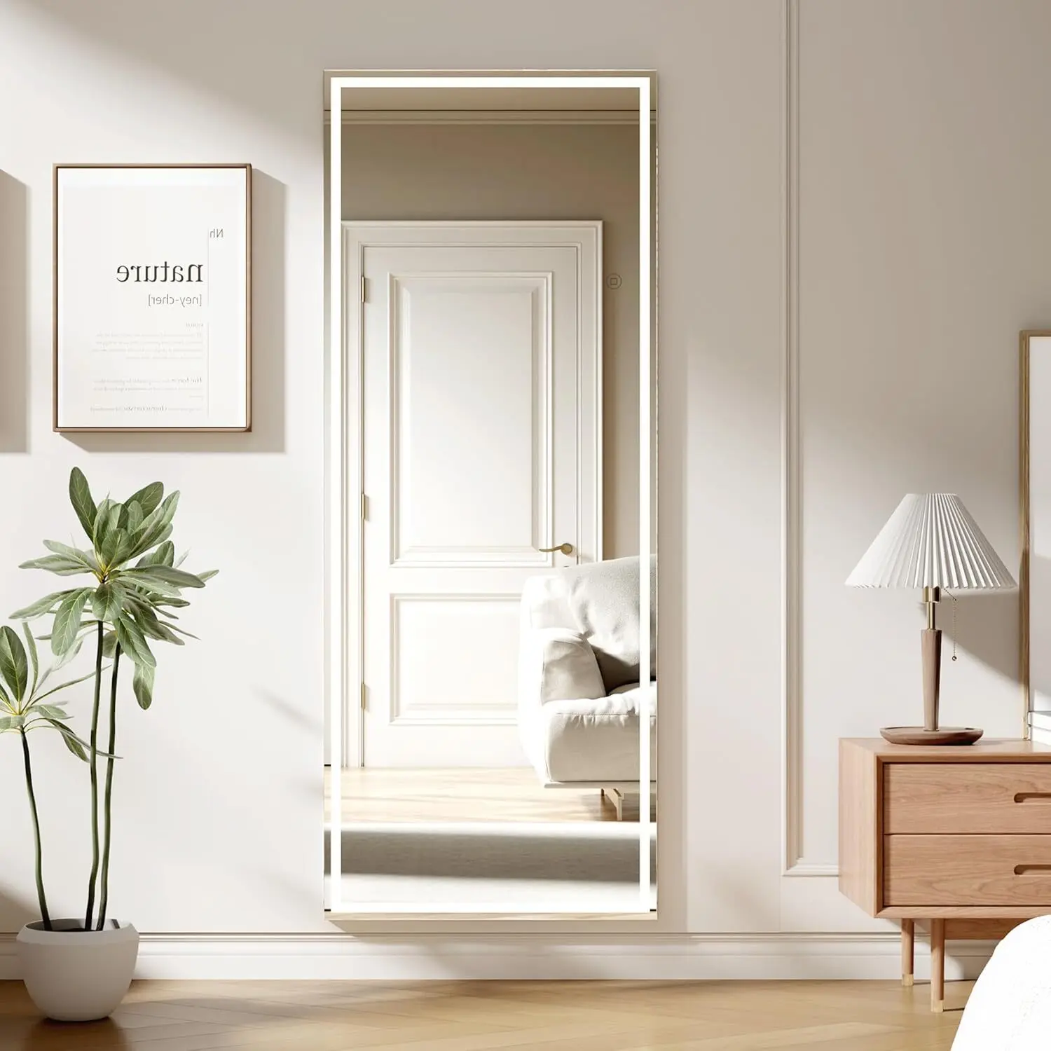 LED Mirror Full Length 71"x 28" Full Body Mirror with Light Floor Mirror Wall Mounted Mirror Freestanding Full Size Mirror dimming 3 Colors Lighting Bedroom Bathroom Decor Elegant