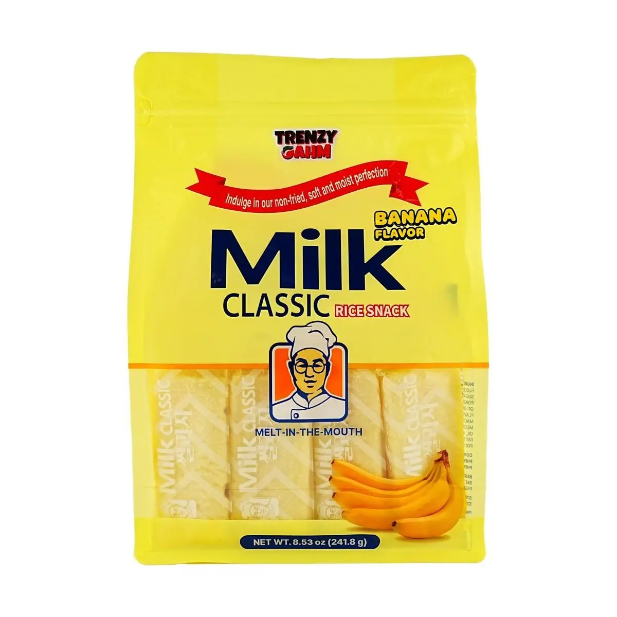 TRENZY GAHM Banana Flavor Rice Cake 241.8g | Healthy Non-Fried Snack | Double Flavor Crunchy & Fluffy | Popular Korean Treat
