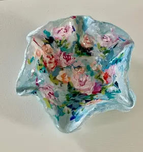 Hand sculpted & painted clay trinket dish