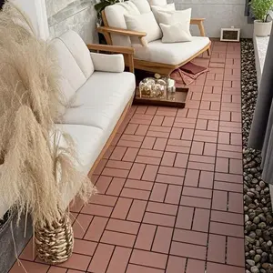 44 Pack Brown 44 sqft Interlocking Deck Tiles, 12"x 12" Waterproof Outdoor Flooring All Weather Use, Patio Floor Decking Tiles for Porch Poolside Balcony Backyard, Easy to Install, Easy to Clean Microfiber Bath Rug exterior panels Gray WPC Flooring Tiles