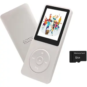MP3 Player 32GB with Speaker Earphone Portable Mini White Music Player Support Voice Recorder E-Book 1.8 inch HD Screen Support up to 128GB