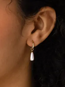 Elegant Faux Pearl Dangle Earrings, Brass Material, Casual Style, All Seasons Wear, Perfect Gift for Women, Tear Drop Earring