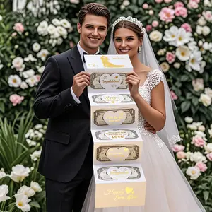 Gold Foil Wedding Cash Envelope, Anniversary Box, Elegant Gift Box, Engagement, Cash Gifts, DIY Foldable Gift Display Holder, Creative Paper Money Bag, Multi-Functional Wallet, Party Decorations