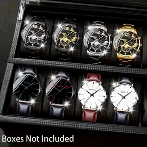 Men's Luxury High-Quality Mechanical Calendar Watch Set, Alloy PU Leather Strap, Multiple Styles, Ideal Gift with Gift Potential for Daily Wear Party Business Travel