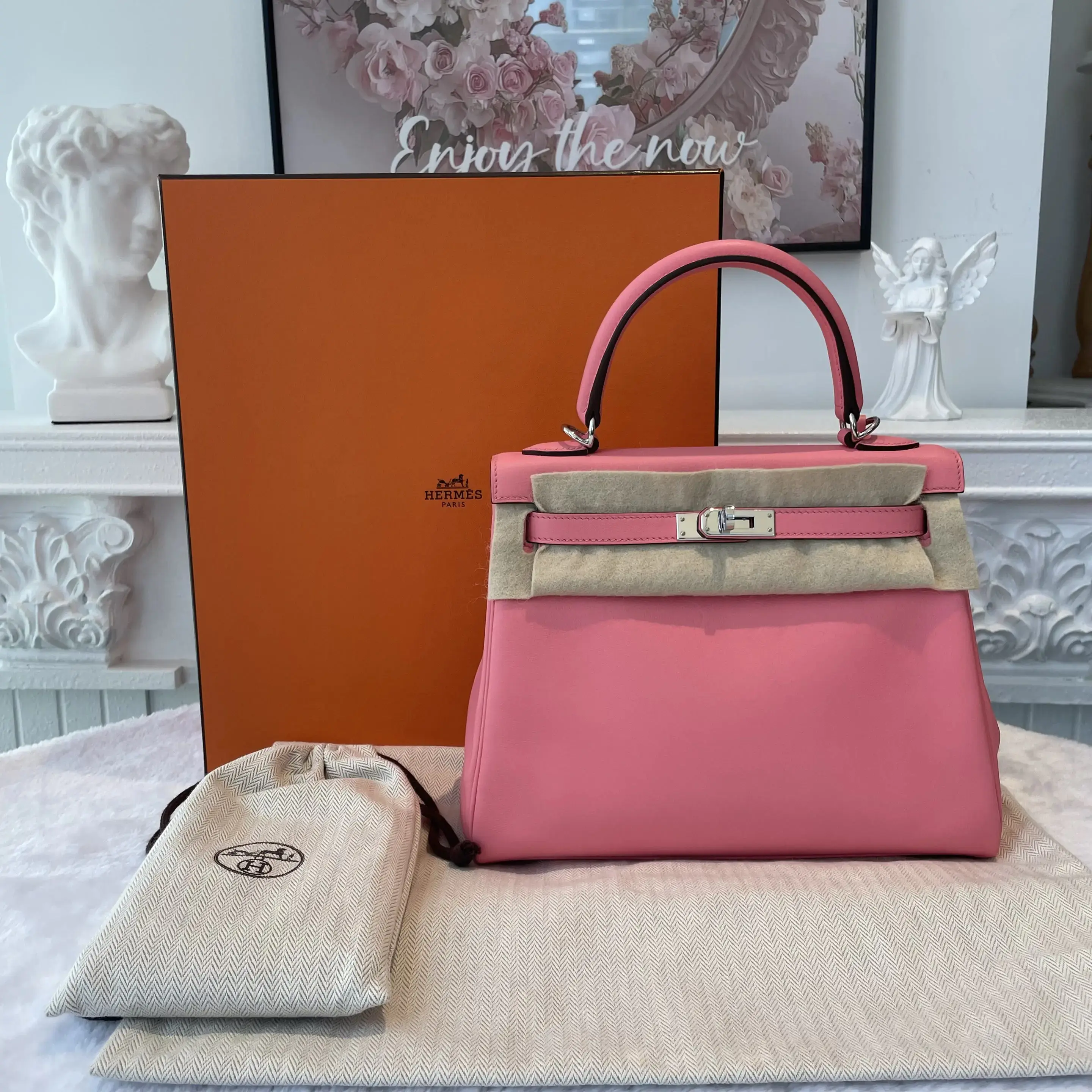 Pre-owned HERMÈS Swift Top Handle Bag BJ1102005085 Kelly 25 Pink(K4) Y Swift