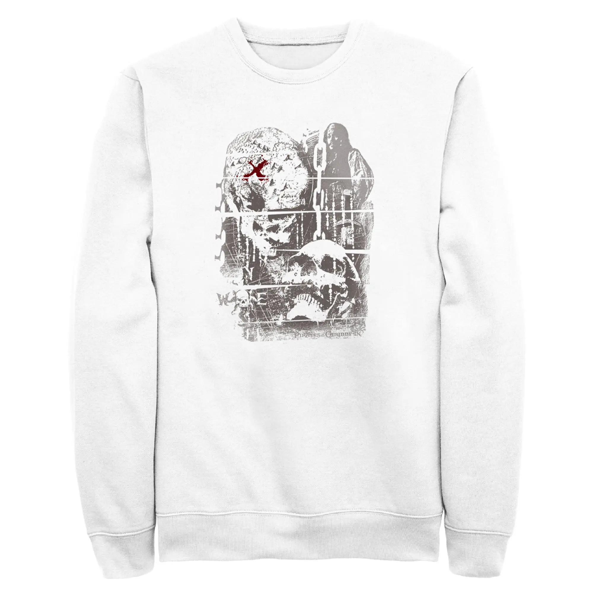 Men's Pirates of the Caribbean: Curse of the Black Pearl Jack Sparrow Distressed Skull Poster Sweatshirt
