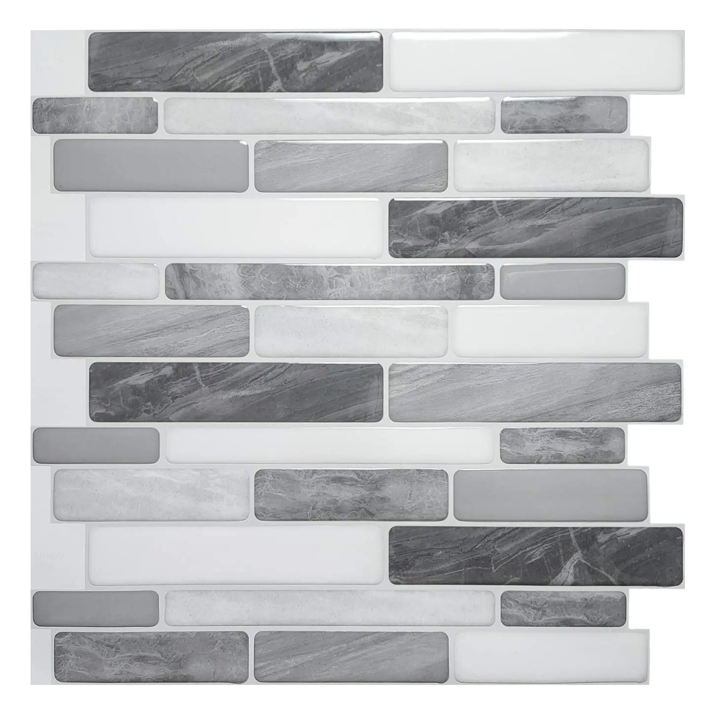 Art3d 10-Pack 12''x12'' Peel-and-Stick Decorative Tiles Sticker, Waterproof Self-Adhesive Grey Marble Tiles for Kitchen, Bathroom Home Decor