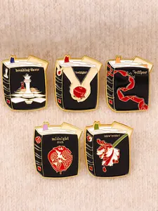 5pcs/set Flower Book Brooch , Cute Cartoon Movie Badges, Clip, Fashion Design Pins, Zinc Alloy Unisex Accessories for All Seasons