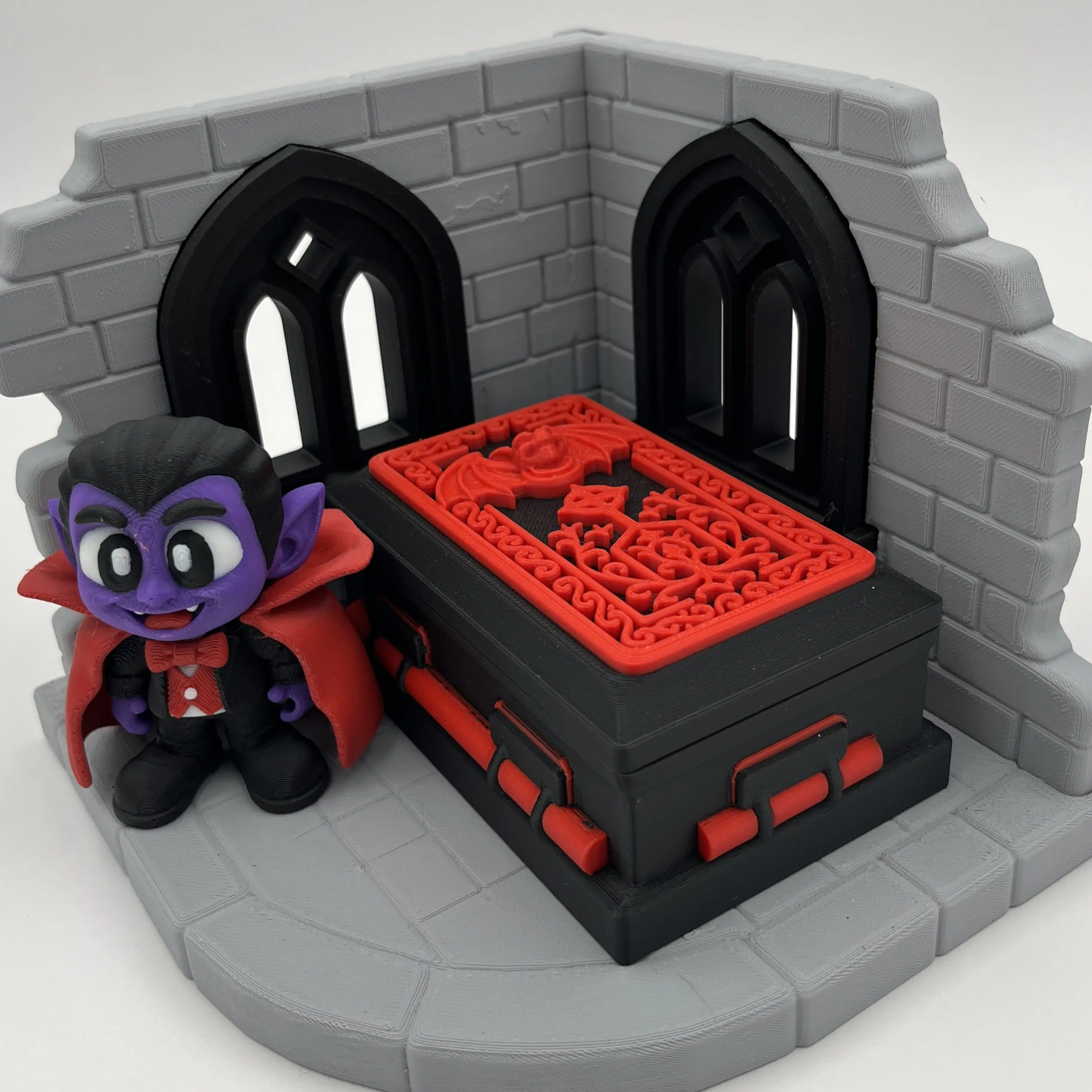 Spooky Vampire Coffin Diorama, Gothic Castle Corner Wall Decor, Halloween Home Decor Statue for Home Supplies