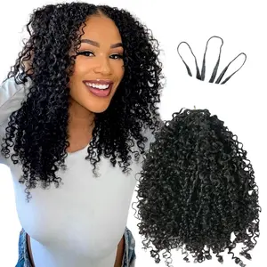 Knotless Pre-Separated Crochet Hair Extensions Kinky Curly 100% Human Hair Feather Crochet Braid Afro Kinky Curly Hair Extensions Natural Color