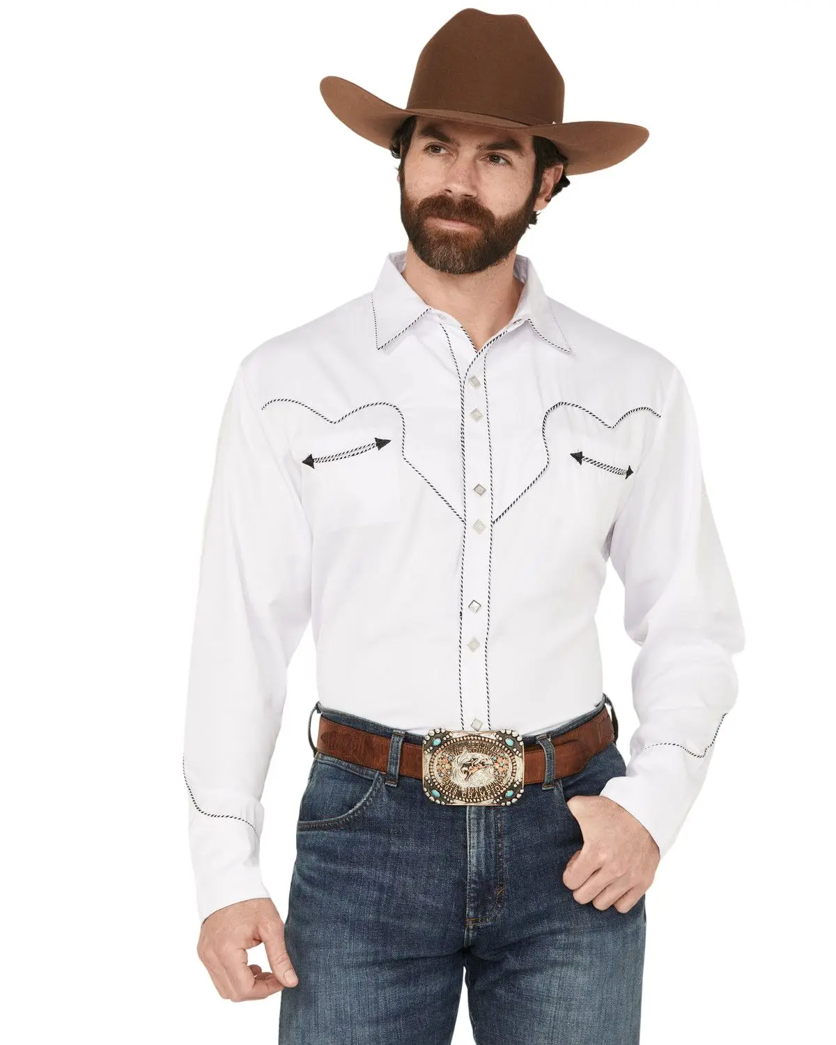 Scully Men's White Retro Western Shirt - P-726 White