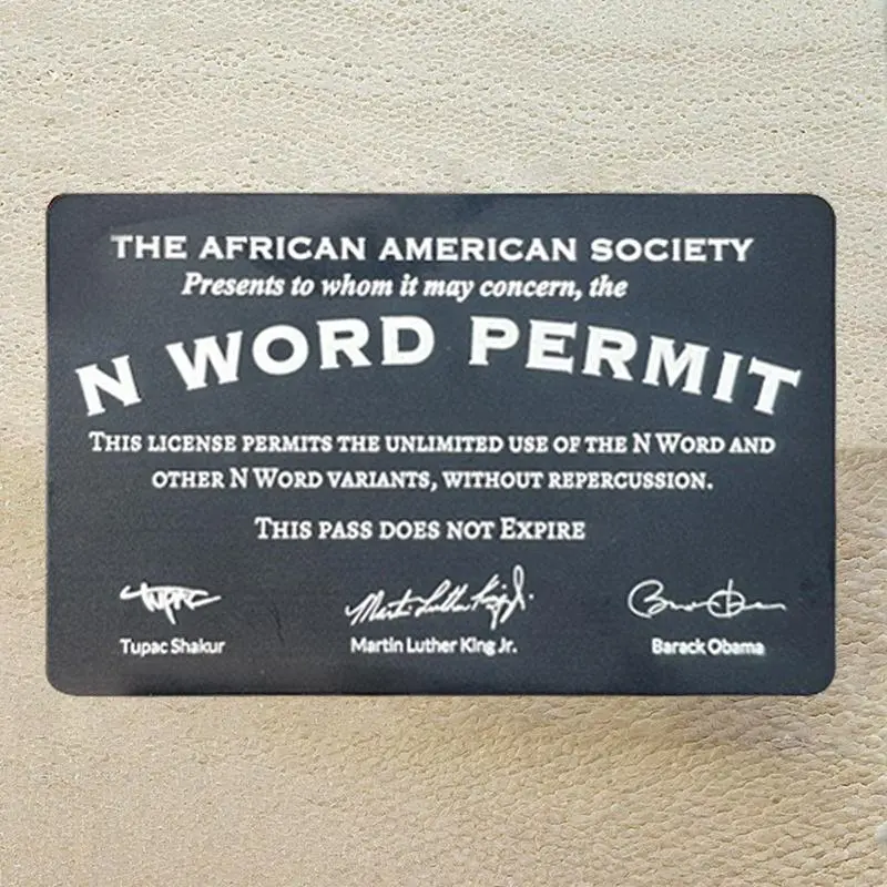 N Word Permit Gag Novelty Parody Card For Social Commentary Funny Satirical Prank Gift For Friends Colleagues And Family Lightweight Sarcastic Playful