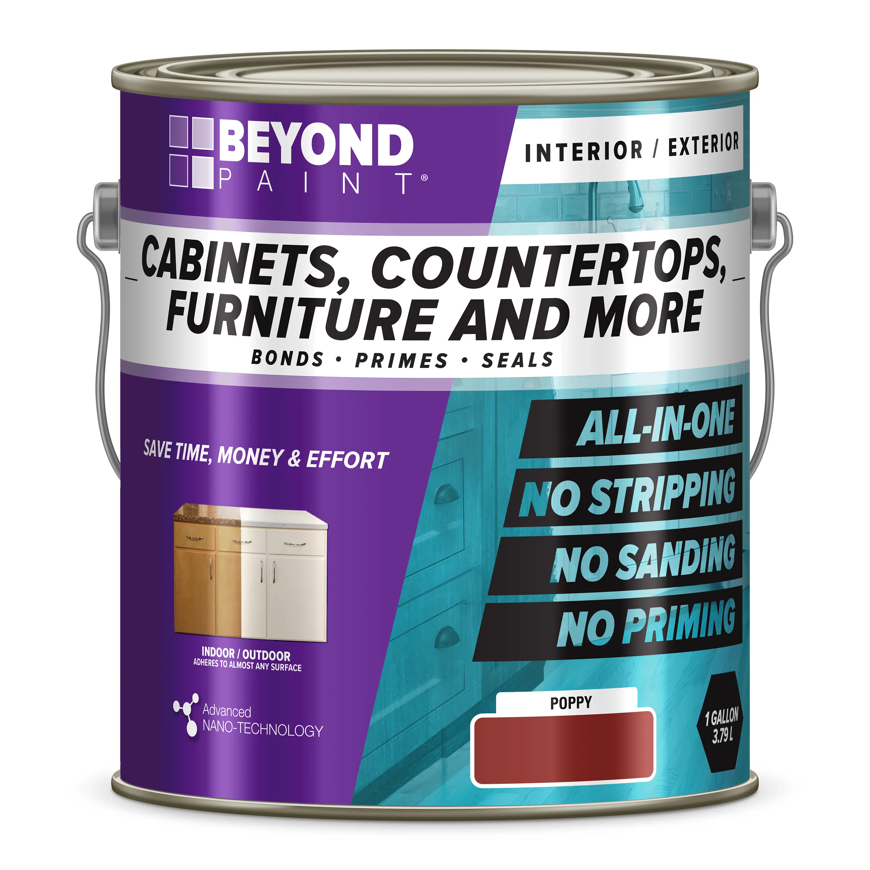 Beyond Paint All-In-One Poppy Refinishing Paint for Cabinets, Countertops, Furniture, and more