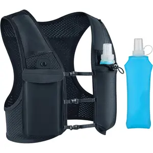 Unisex Running Vest with Adjustable Chest Strap Hydration Pack 500ml Soft Flask Lightweight Reflective Water Backpack for Men Women