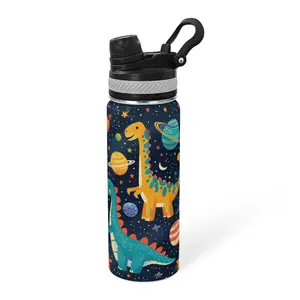20Oz Dinosaurs in space Double Wall Insulated Water Bottle with Straw And Lid, Stainless Steel Sports Bottles Mug for Home Office, Suitable for Fitness, Travel, Office, And Gifts, The First Choice for