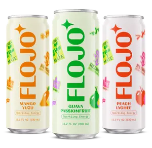 FLOJO Discover Pack 36 Cans - Peach Lychee, Guava Passionfruit, Mango Yuzu Flavors - Low Sugar, Sparkling Energy Drink